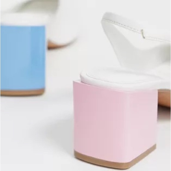 ASOS DESIGN Santiago Mis-match Mid Heels in White - Picture 8 of 8